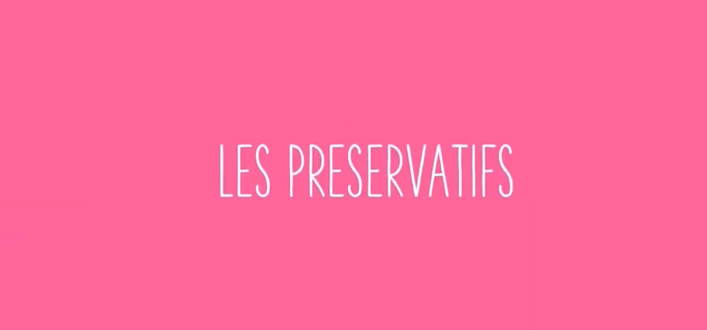 Image de présentation rose avec le titre Les préservatifs